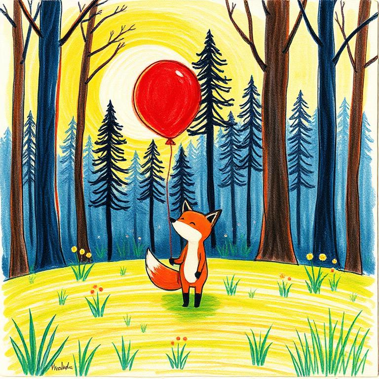 Crayon storybook scene
